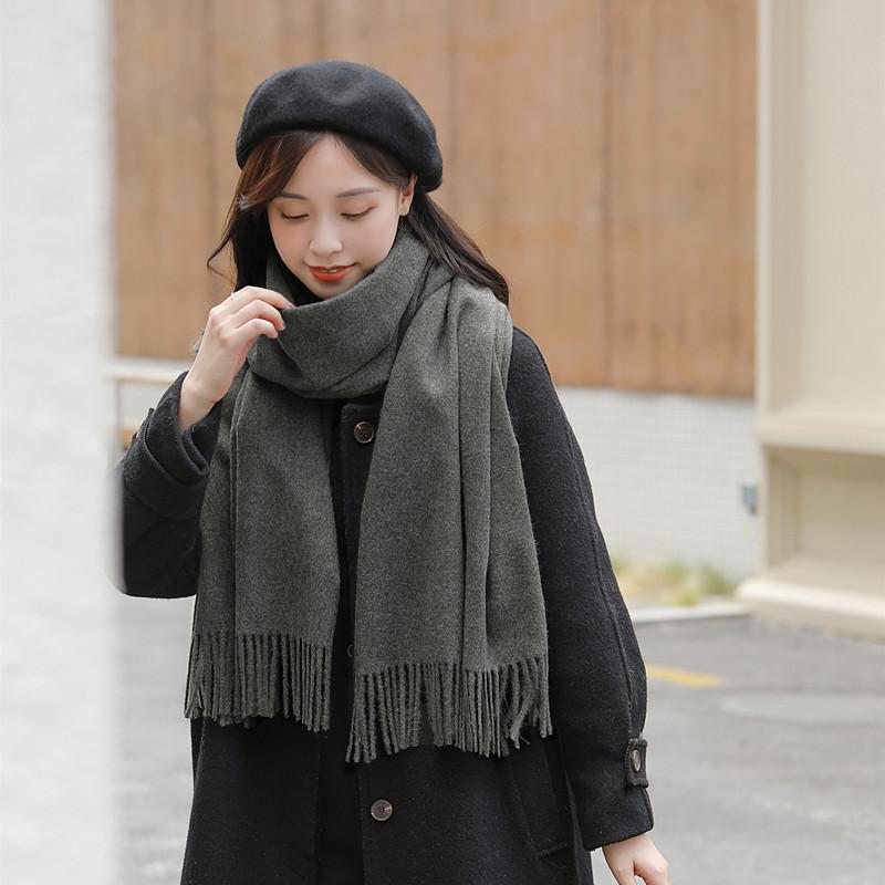 Women's Imitation Cashmere Winter Scarf - Thick Solid Color, Versatile Men's Shawl, Cashmere Wool Blend