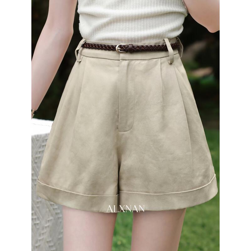 Women s High-Waist A-Line Khaki Casual Shorts L хаки
