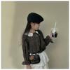 Korean Style Leopard Print Girls' Shoulder Bag - Cute Cat Design Fashionable Crossbody Handbag