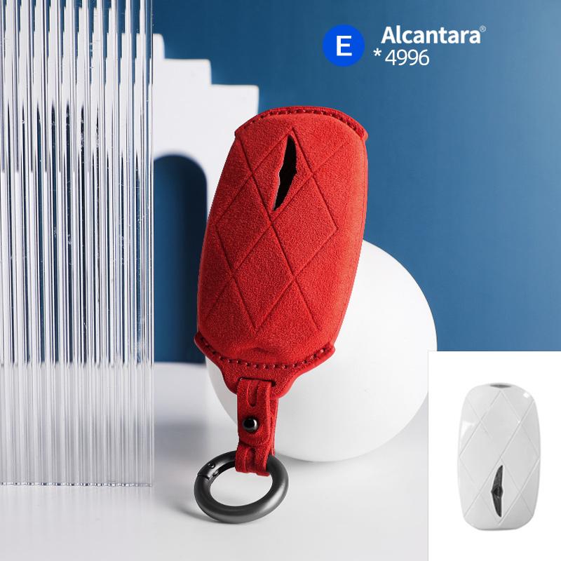 Car Key Case Cover Holder Key Buckle Alcantara Suede For For Genesis Gv60 Gv90 G90 Keychain Accessories