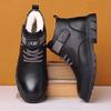 Martin Boots Fleece Thickened Thermal Cotton Shoes Winter Casual High Top Cotton Leather Shoes Mid-outdoor Snow Boots