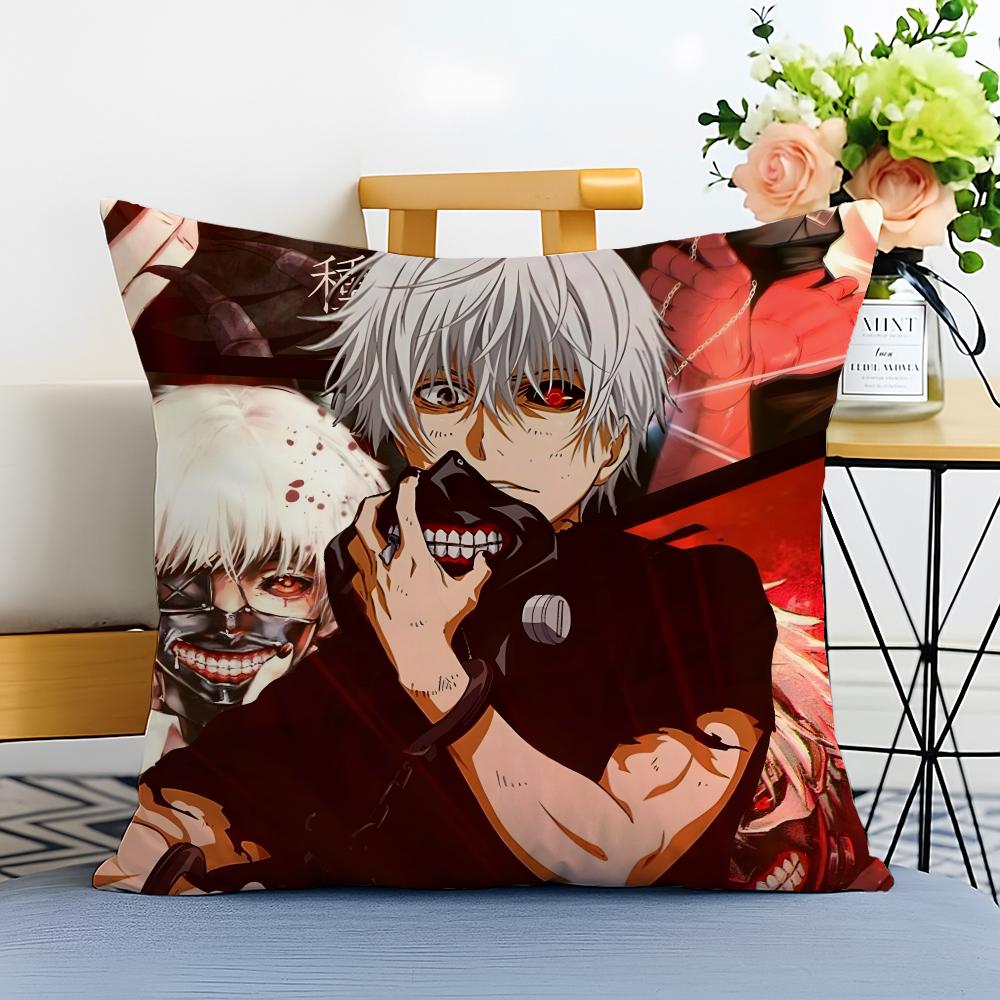 TTokyo Ghoul Cushion Cover Washable Linen Pillowcase Soft for Sofa Bed Cozy Home Room Decor
