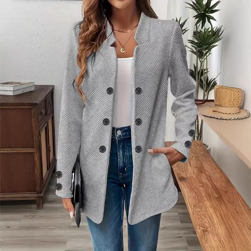 Women S Mid Length Long Sleeve Button Front Blazer Coat