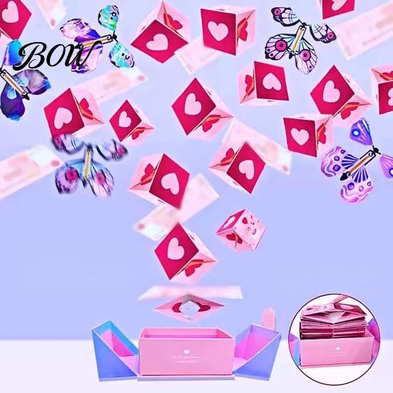 Photo Gift Box Explosion for Money Valentine's Day Pop-Up Cash Handmade Holder DIY Folding Bounce Birthday Anniversary