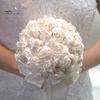 Wedding Ceremony Flower Decorations Artificial Silk Rose Bridal Bouquet with Chiffon Ribbon, Toss Flowers for Ceremony, Bouquets Bridesmaids Flowers,