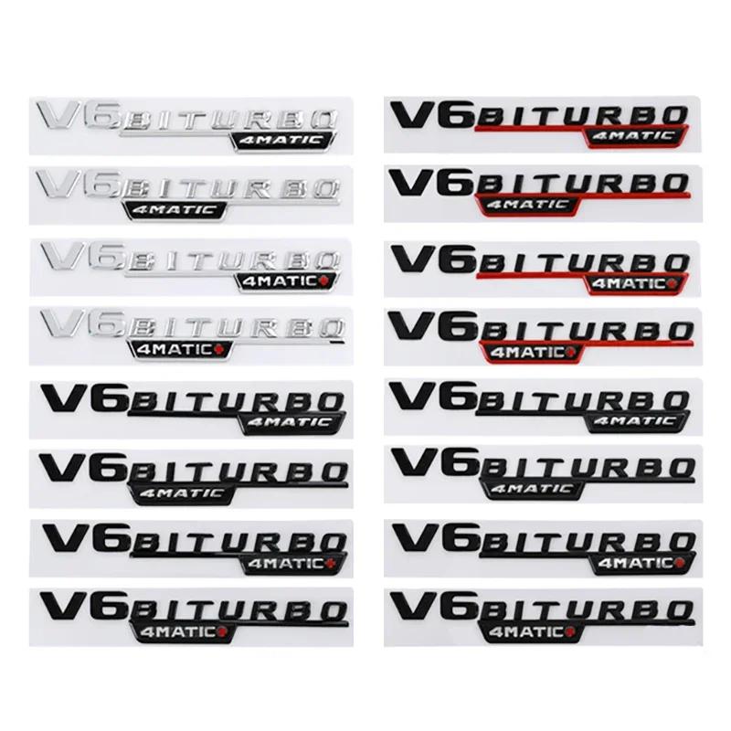 1 Pair ABS Car Fender Emblem Tail Badge Sticker Decoration for Mercedes Benz V6 BITURBO 4MATIC+ W210 W211 W168 W176 W204 W251