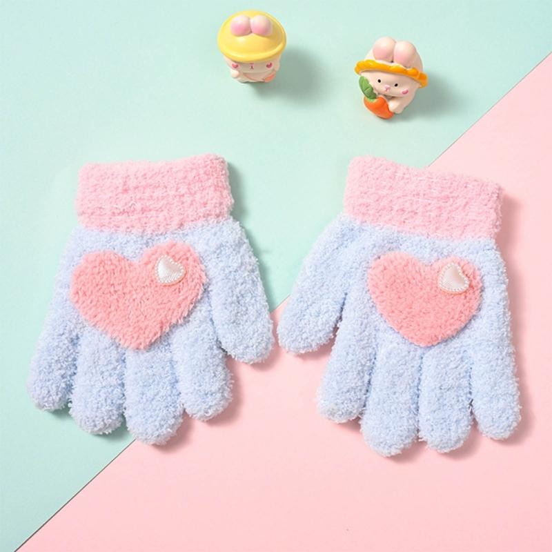Soft Comfortable Winter Mittens for Kids Knitted Gloves Cute Cartoon Pattern Kindergarten Gloves Comfortable Wearing