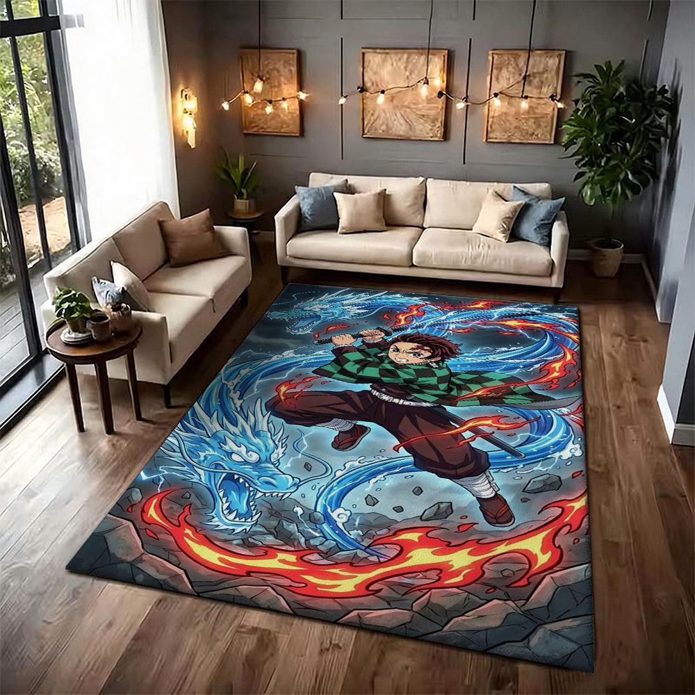 Demon Slayer Swordsmen Trio Patterned Rug Durable Easyclean Carpet For Bedroom Study Home Party Decor Birthday Gift