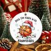 Basketball Ornament 2025, Deck The Halls with Basketballs Ornament – Santa Hat and Lights, White Elephant Gift for Players, Coaches, and Fans,