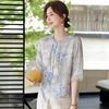 2026 Summer Chinese Style Mid-Sleeve Plus Size Blouse for Middle-Aged & Elderly Women