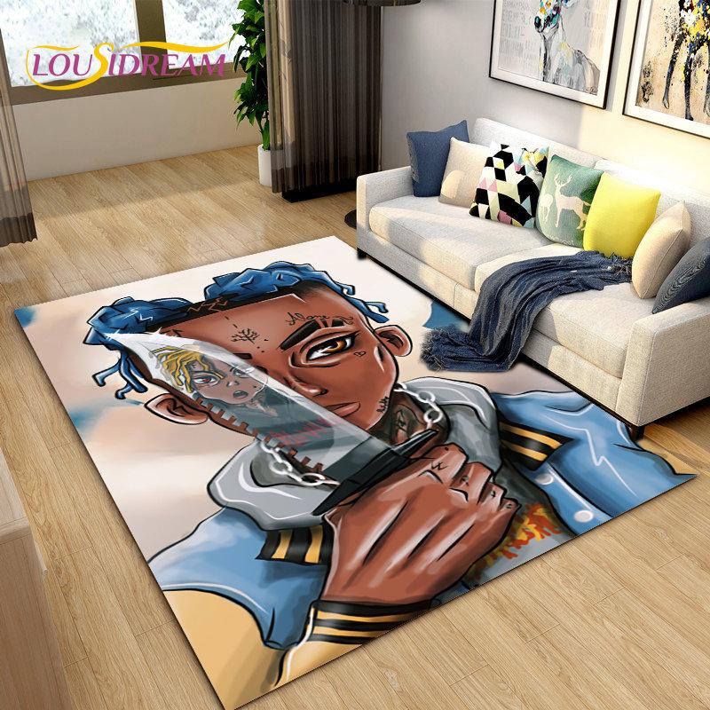 Legend Star Hip Hop Art Rapper Area Rug Large,Carpet Rug for Living Room Bedroom Sofa Doormat Decoration,Kids Non-slip Floor Mat