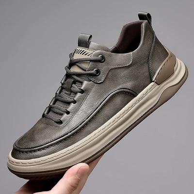 Chaussures en cuir véritable pour hommes, chaussures décontractées de marque de luxe, baskets à lacets pour hommes, chaussures de sport Tenis respirantes italiennes, chaussures de skateboard