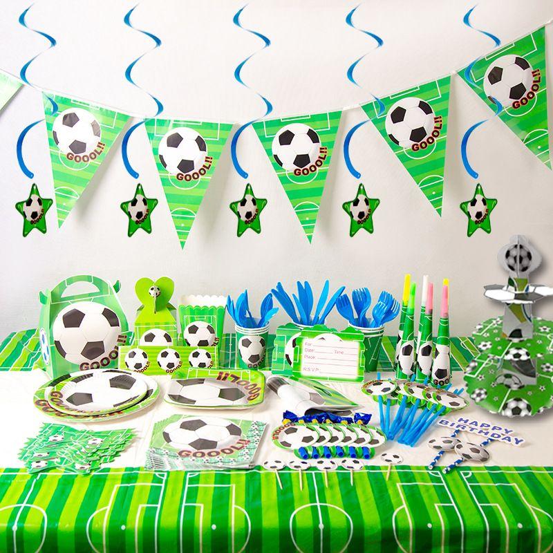 Football-themed Party Package - Green Football Birthday Party Decoration Supplies, Disposable Tableware, Football Set