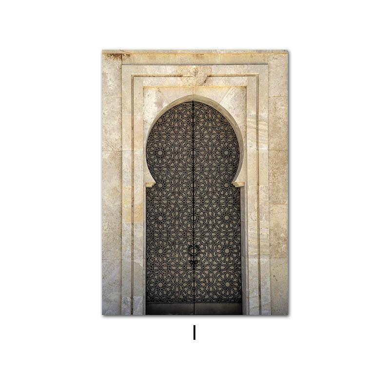 Islamic Architecture Morocco Door Vintage Poster Quotes Canvas Painting Print Religion Muslim Art Pictures For Wall Decor