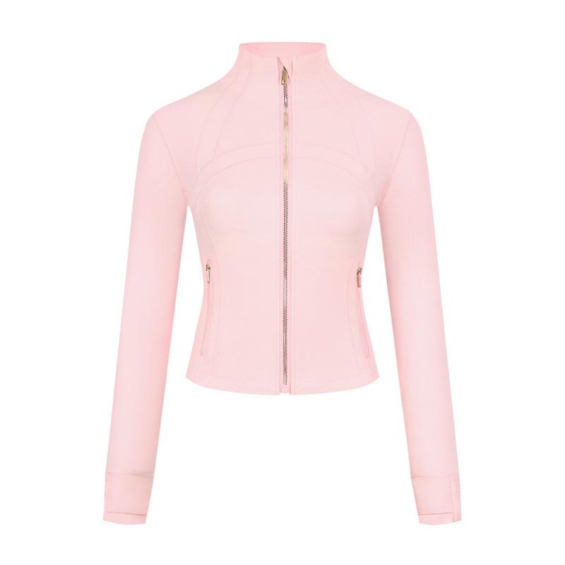 Lulu Logo Slim-Fit Ladies' Stand-Collar Jacket with Gold Zipper, Long-Sleeved Sports Fitness Outerwear