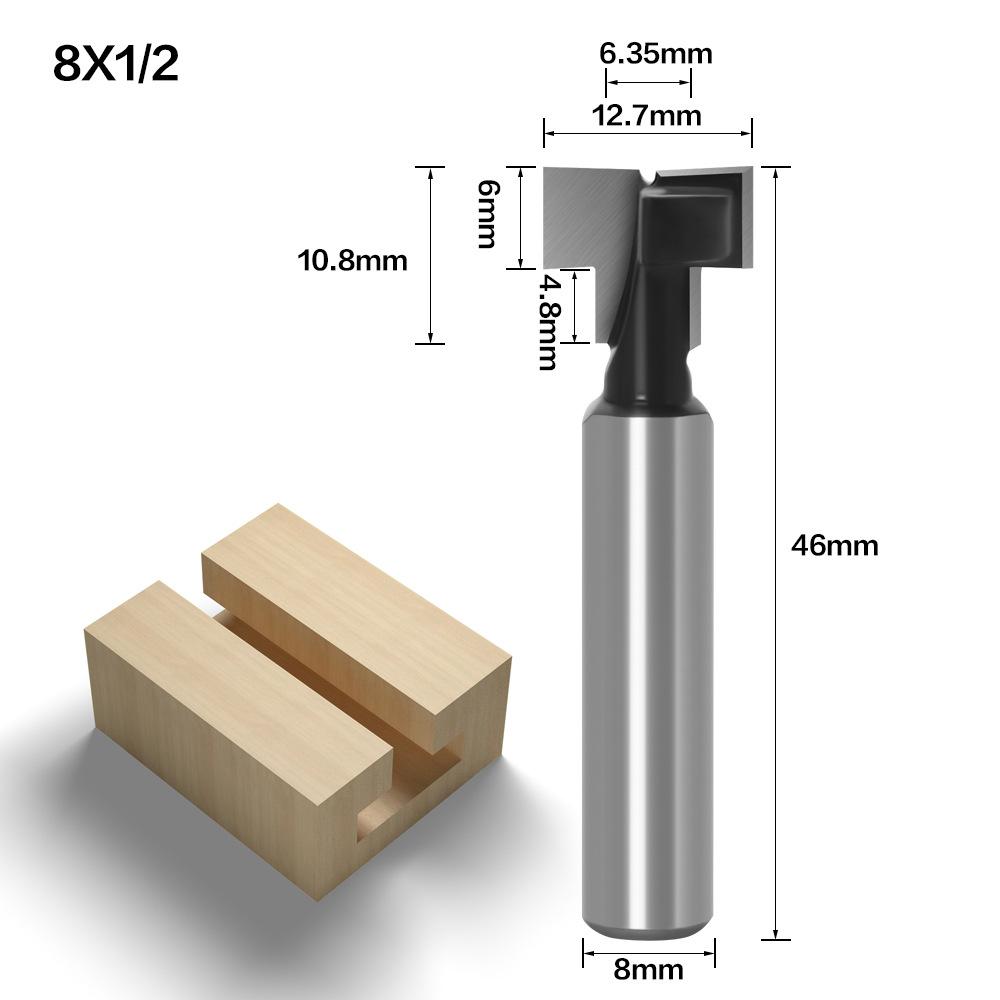 ALLSOME Frese per Legno con Gambo da 8 mm a T-Slot e Foro Chiave, Frese in Carburo per Legno, Frese per Scanalatura di Bulloni Esagonali su T-Track