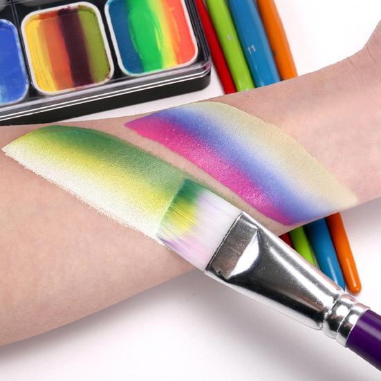 Brushes with Non-slip Handle 5Pcs/Set Paint Brush for Face Body Painting, Nylon Bristle Beginners Painting Handle, Professional Oil Gouache