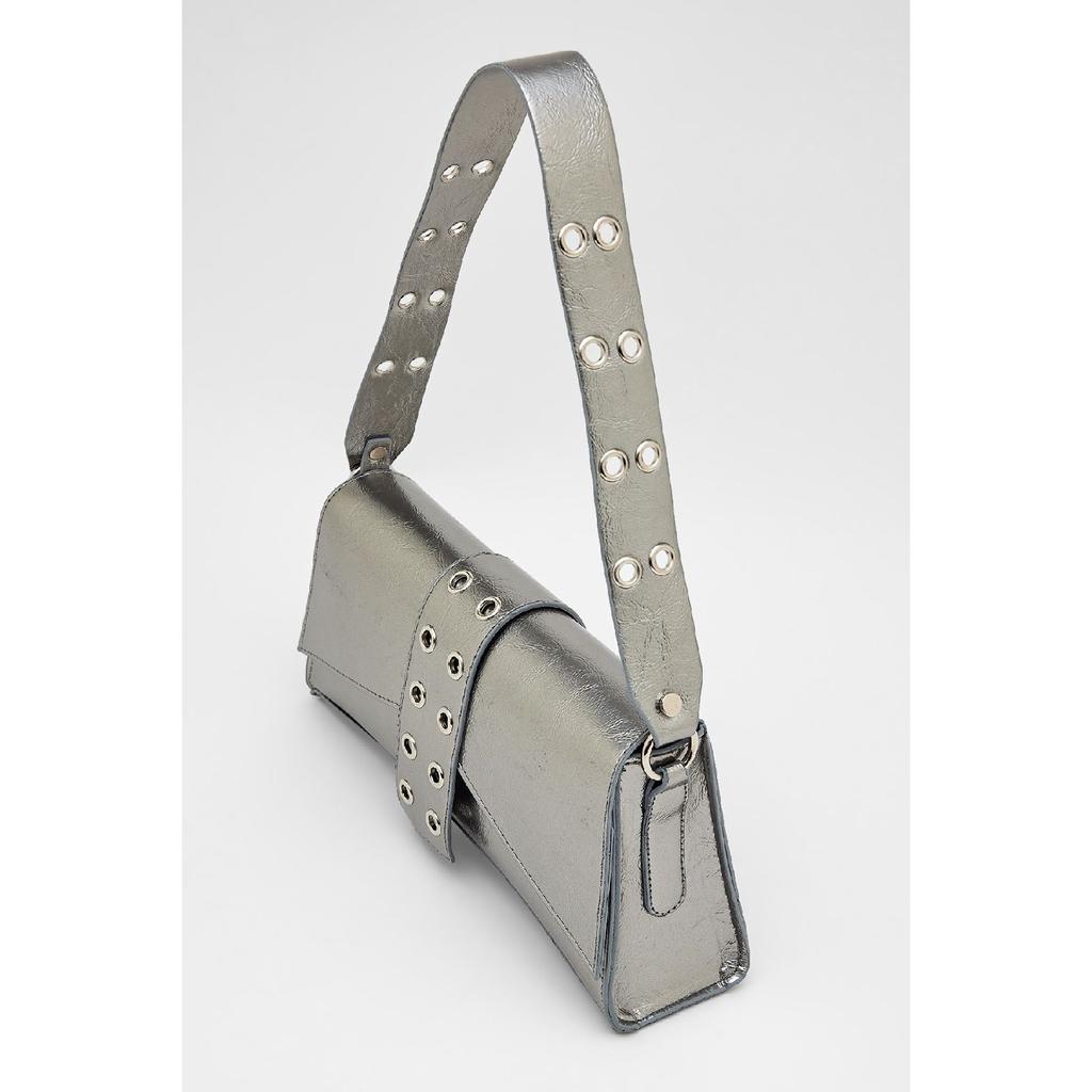 Asymmetrische Damen-Baguettetasche mit Nieten