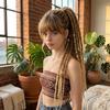 Ombre Women's Braided Wigs Synthetic Twist Braid Hairpiece Textured Dreadlock Ponytail  for Women