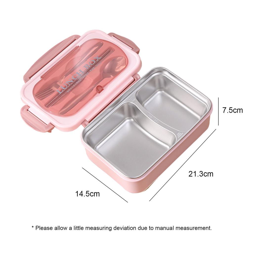 1Pc Portable Lunch Box 304 Stainless Steel Leakproof Divided Food Containers with Spoon and Chopsticks