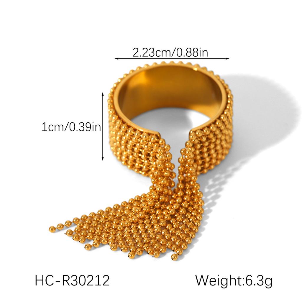 Stainless Steel Tassel Bangle Ring, Light Luxury High-end Ring, Color-block Titanium Steel Open Bangle