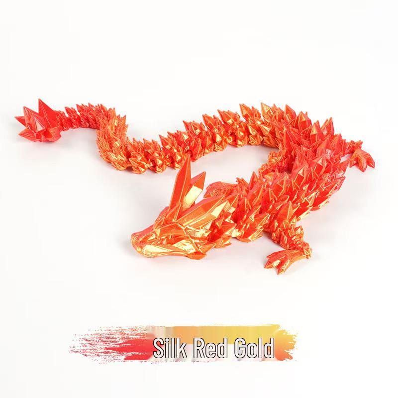 3D Printed Luminous Dragon Toy: Chinese Dragon with Egg, Fully Articulated, Creative Crystal Design for Kids
