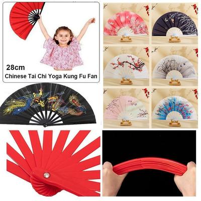 Plastic Bone Kung Fu Fan 8 Colors Dance Performance Fans Chinoiserie Gift Wedding Party Decor