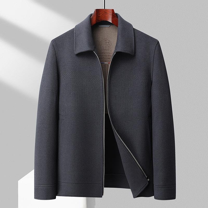 

Осенне-зимняя куртка Burnt Flower Craft из 100% шерсти с двухсторонним нейлоном, короткое пальто, мужское утепленное пальто для людей среднего и пожилого возраста 3XL