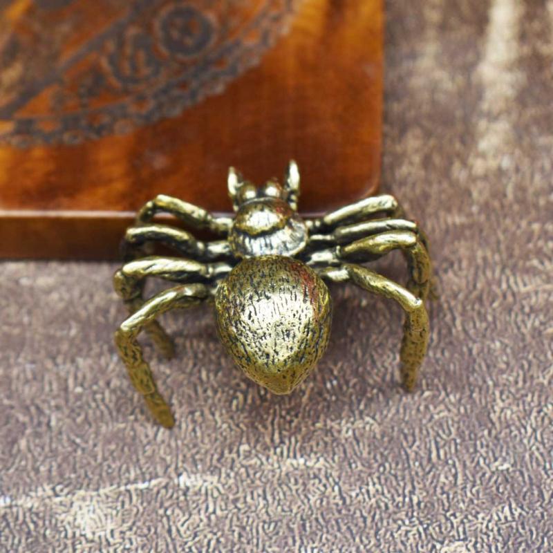 Solid Brass Spider Copper Beetle Animal Lid Holder Tea Pet Creative Gift Desktop Ornament