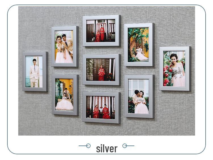 7-Zoll Minimalistisches Modernes Neun-Gitter Wand-Fotorahmen-Set – Stanzfreie Wohnzimmerdekoration