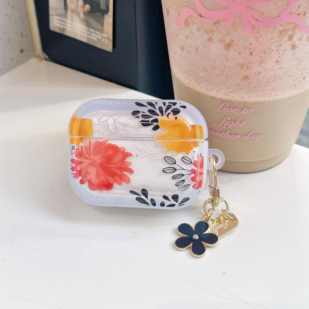 AirPods Blue Background Peony Is Suitable for Apple 1/1 Generation Wireless Bluetooth Pro1 All-inclusive Anti-drop Earphone Case