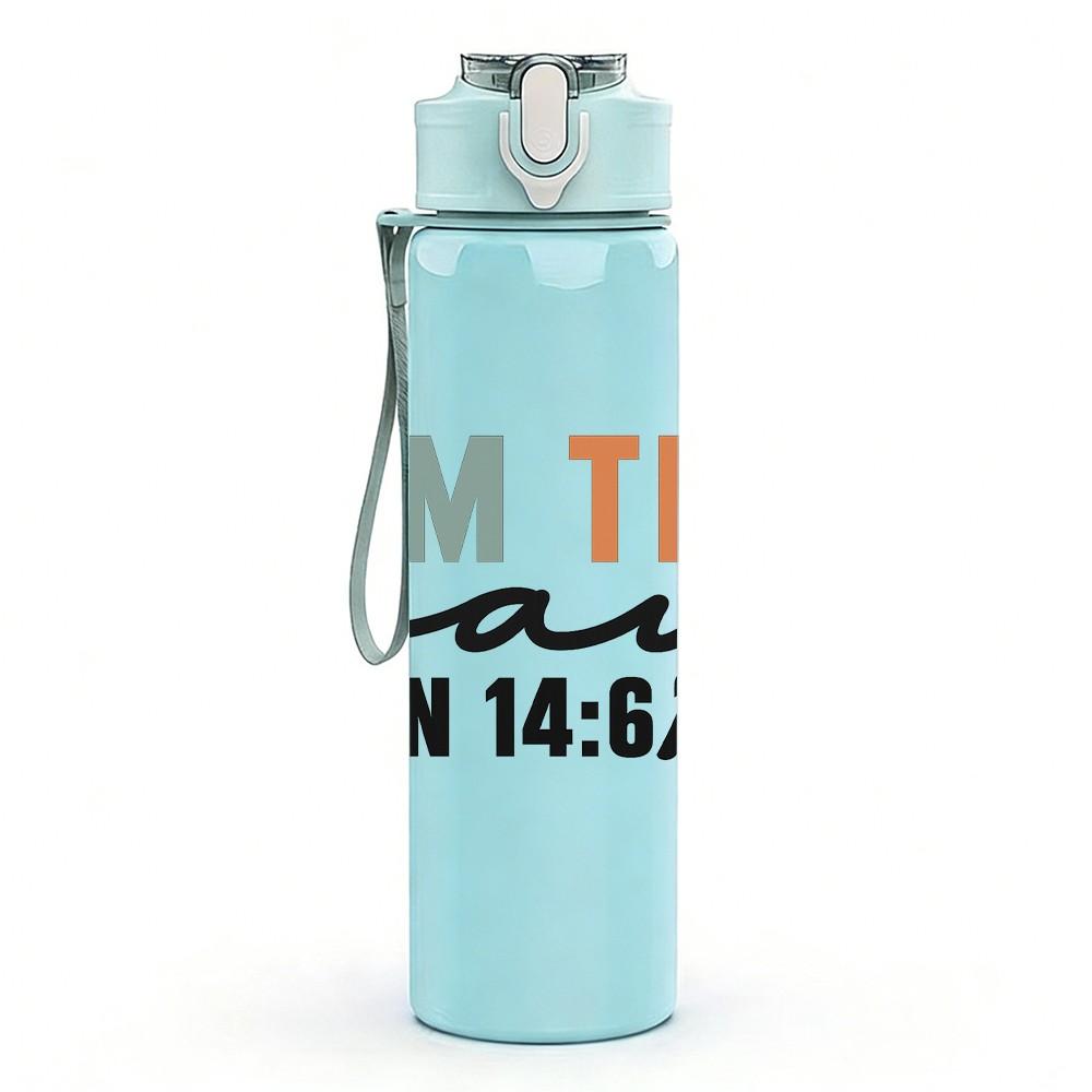 1PC I Am The Way John Text Letter 750ml Color Plastic Sports Water Bottle Leakproof Flip Straw Lid Suitable for Sports Office Home Use