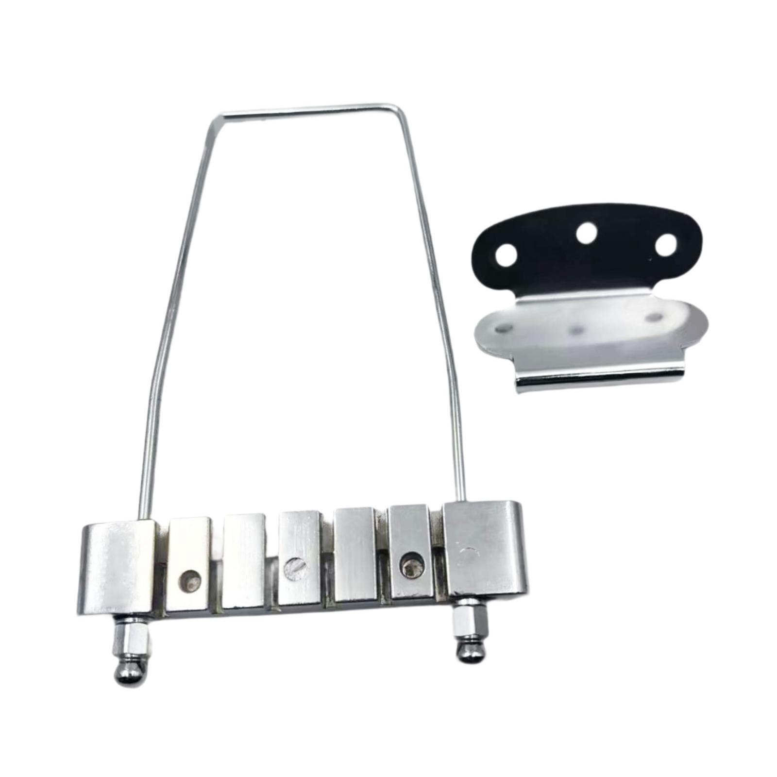 Metal Tailpiece Bridge for Jazz Guitar 6 String Replacement Bridge Accessory for Semi Hollow Electric Guitar серебряный