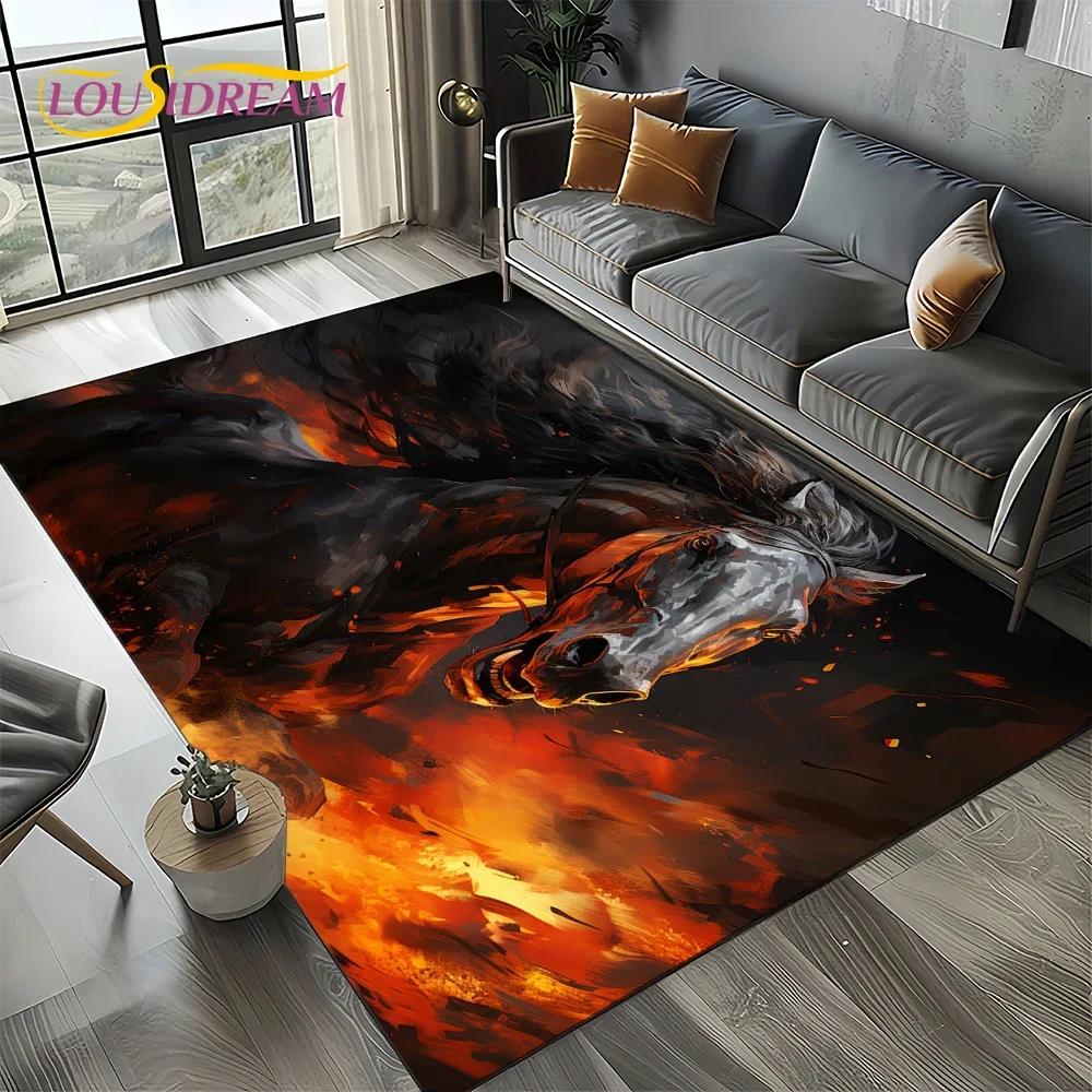 27 Style New Horse Pentium Gallant Steed 3D Animal Carpet Rug for Living Room Bedroom Home Sofa,Kid Area Rug Non-slip Floor Mat