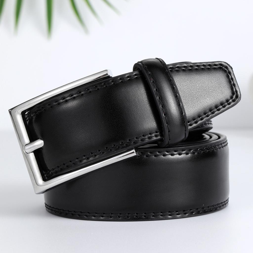 Business And Leisure Pin Buckle Leather Belt, Men'S Leather Belt, Light Luxury Cowhide Belt