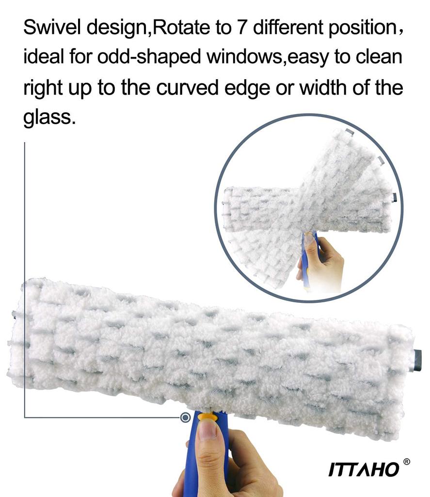 ITTAHO Window Window Microfiber Window Glass Water Cleaning Adjustable Extension Pole Condensation Glass Bathroom Window Cleaning Set Double-Sided