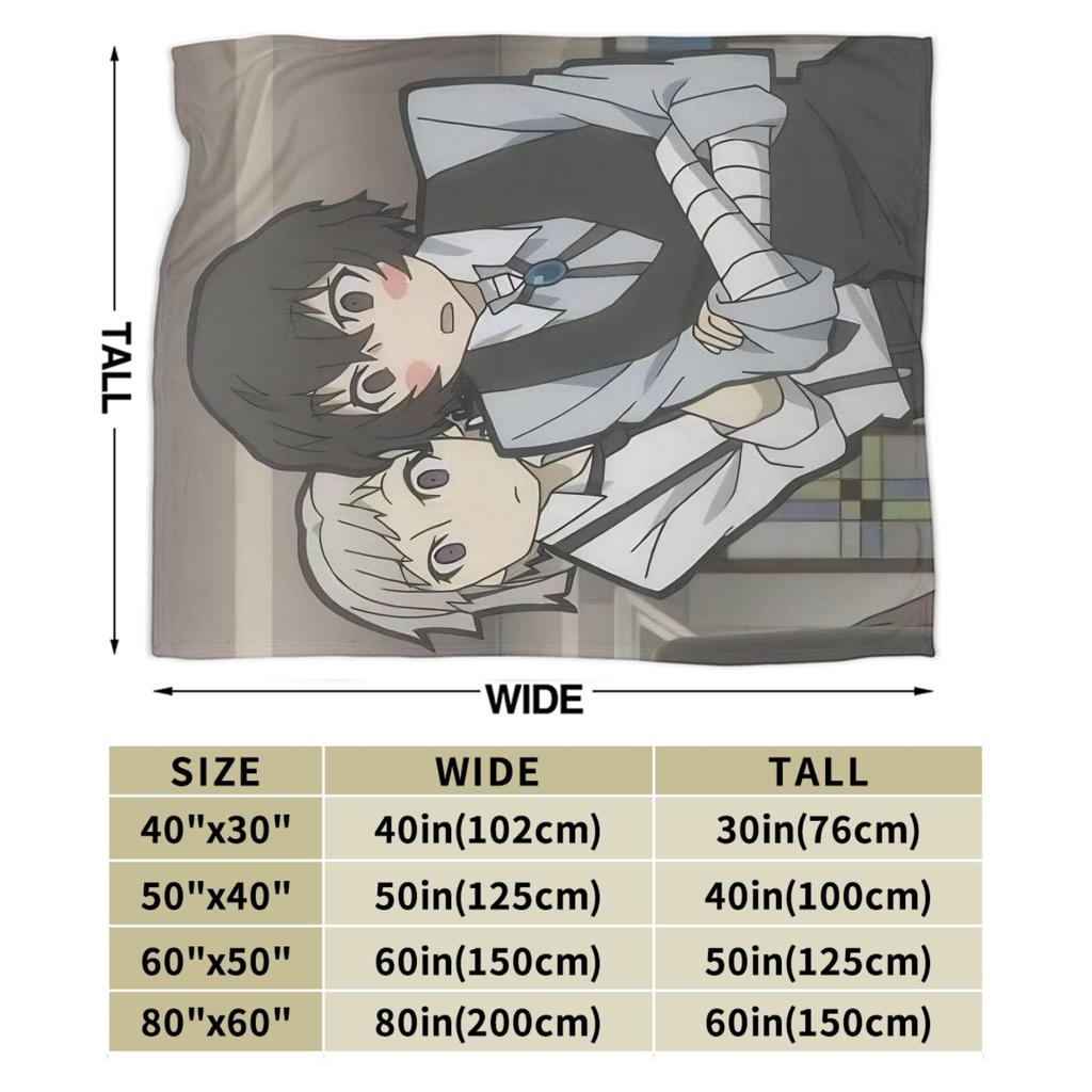 Dazai Bungo Stray Dogs Blanket Velvet Spring Autumn Portable Ultra-Soft Throw Blankets for Bed Office Plush Thin Quilt
