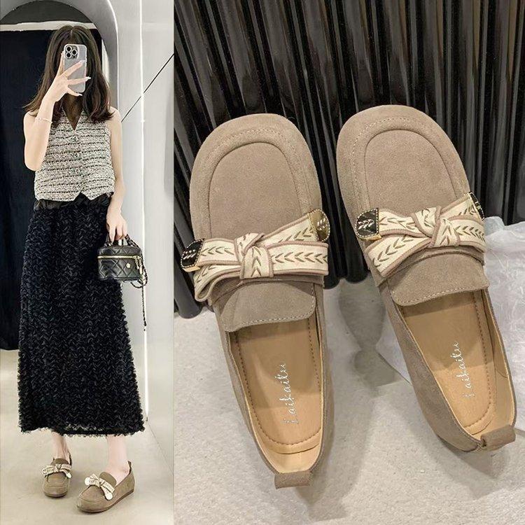 Lässige Muller Einzelschuhe 2024 Frühling und Sommer neu Oberbekleidung Ein-Pedal-Board-Schuhe Schleife niedriger Absatz flach Herbst Damenschuhe