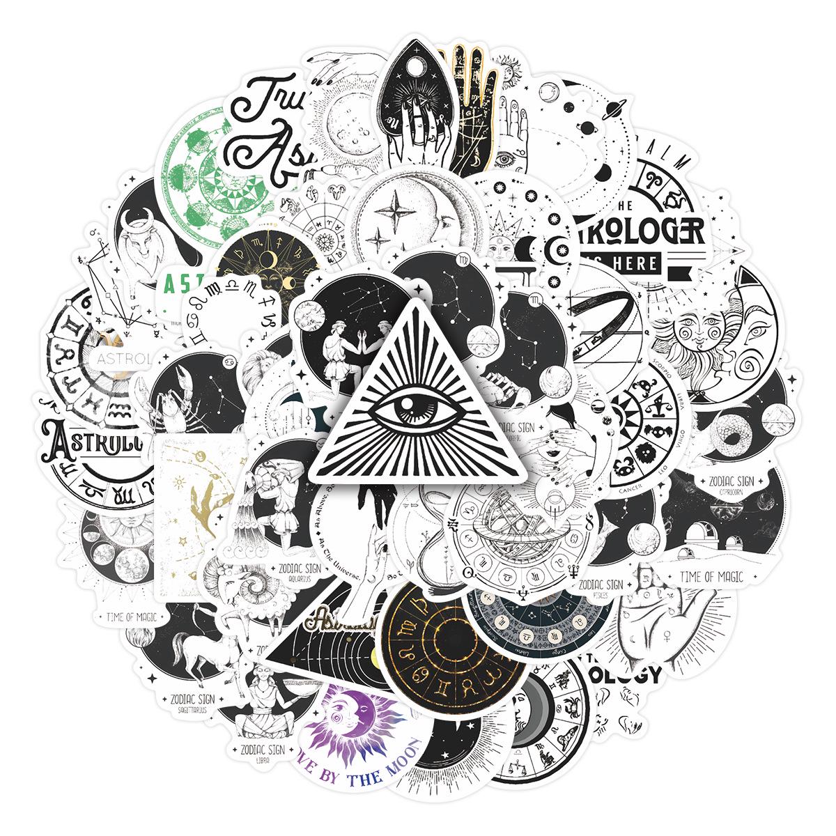 50 Retro Constellation Astrology Stickers: Creative, Waterproof Stationery for DIY Notebook and Planner Decoration