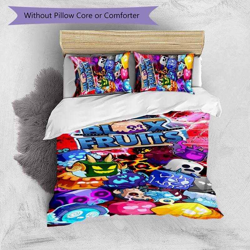 Blox Fruit 3pcs Bedding Set Duvet Cover Closure Includes 1 Duvet Cover & 2 Pillowcases for All Seasons Bedroom Home Dorm Decor