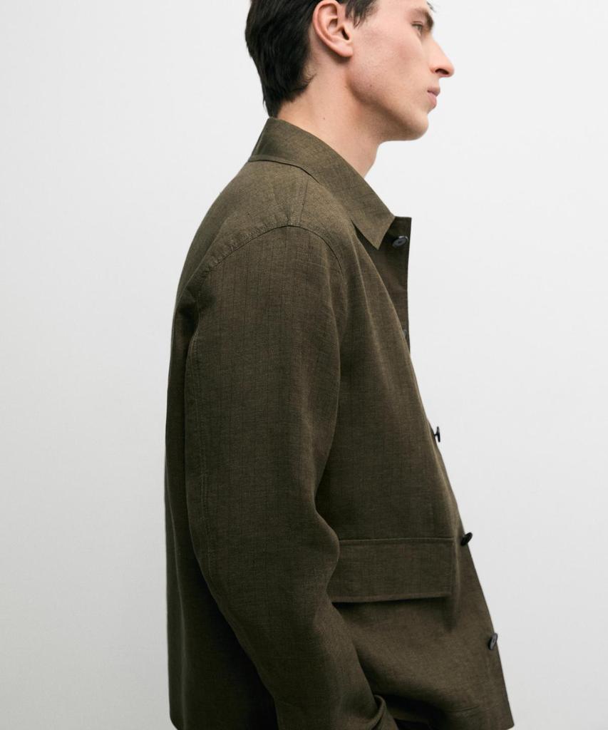 Massimo Dutti 100% Linen Pocket Overshirt