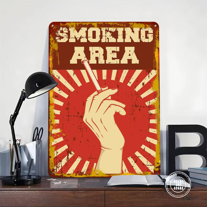 Smoking Area Tin Plaque Poster Customized Wall Art Retro Vintage Metal Signs for Man Cave Decoration Garage Decorations Decor