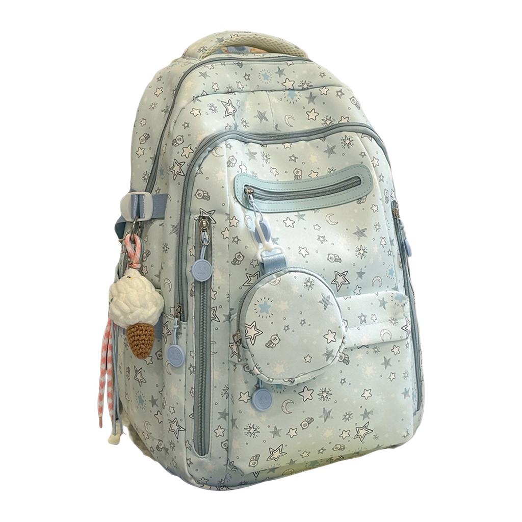Large Capacity School Backpack with Pendant Charm for Students, Travel and Daily Use