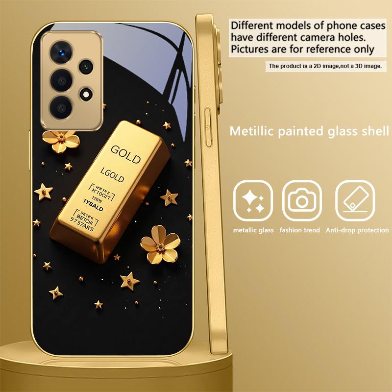 

Exquisite Crown Gold Bar For Samsung A16 A15 A14 A13 A12 A26 A25 A23 A22 A21s A36 A35 A34 A33 A32 A31 A52 glass phone case Galaxy A13 5G