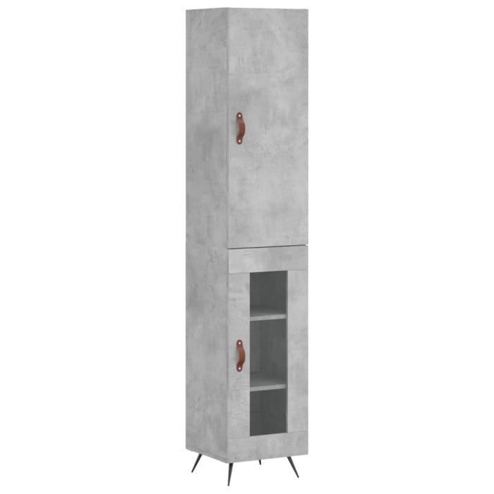 VidaXL Buffet haut Gris béton 34,5x34x180 cm Bois d'ingénierie 3199021