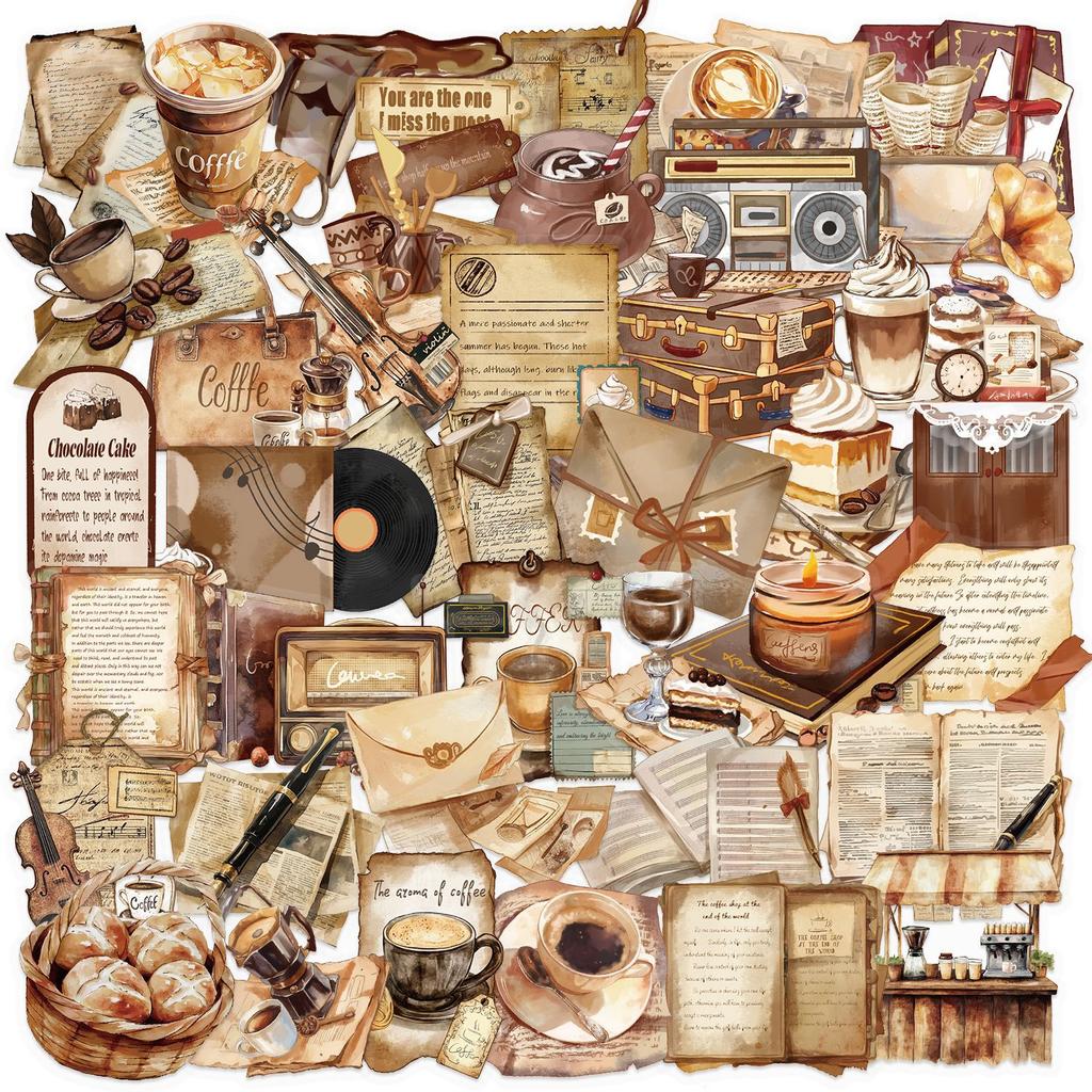 Retro Naklejki 50szt. Kreatywny Estetyczny Zestaw Naklejek na Telefony Komórkowe, Dzienniki, Bagaż, Notatniki, Kubki na Wodę na Festiwale, Imprezy i Urodziny