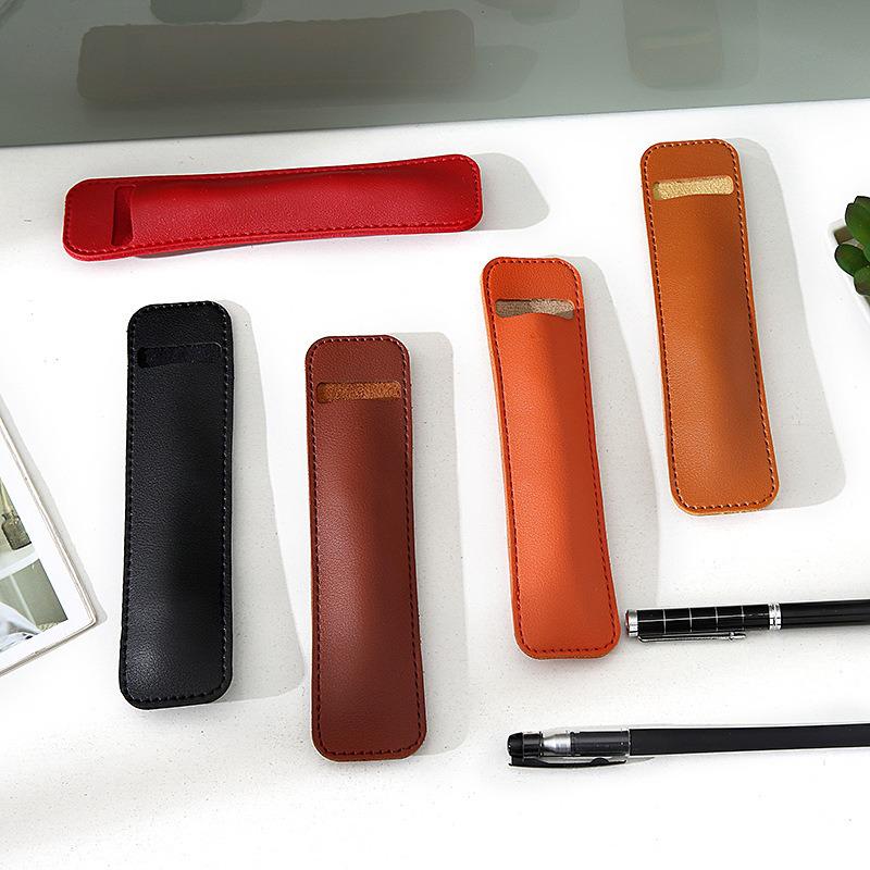 Leather Pen Case - Solid Color Fountain Pen Cover, Soft Microfiber Storage for Student Stationery