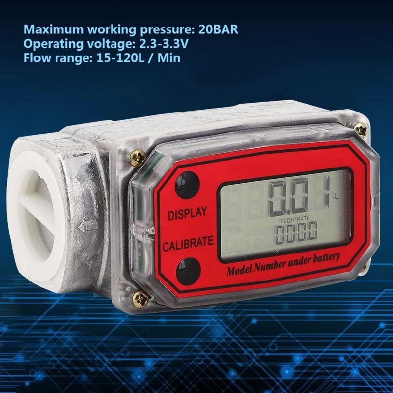 DigitalTurbine Flow Meter Digital LCD Display Quick Connection Gas Oil Fuel Flowmeter for Measure for Diesel Kerosene Ga