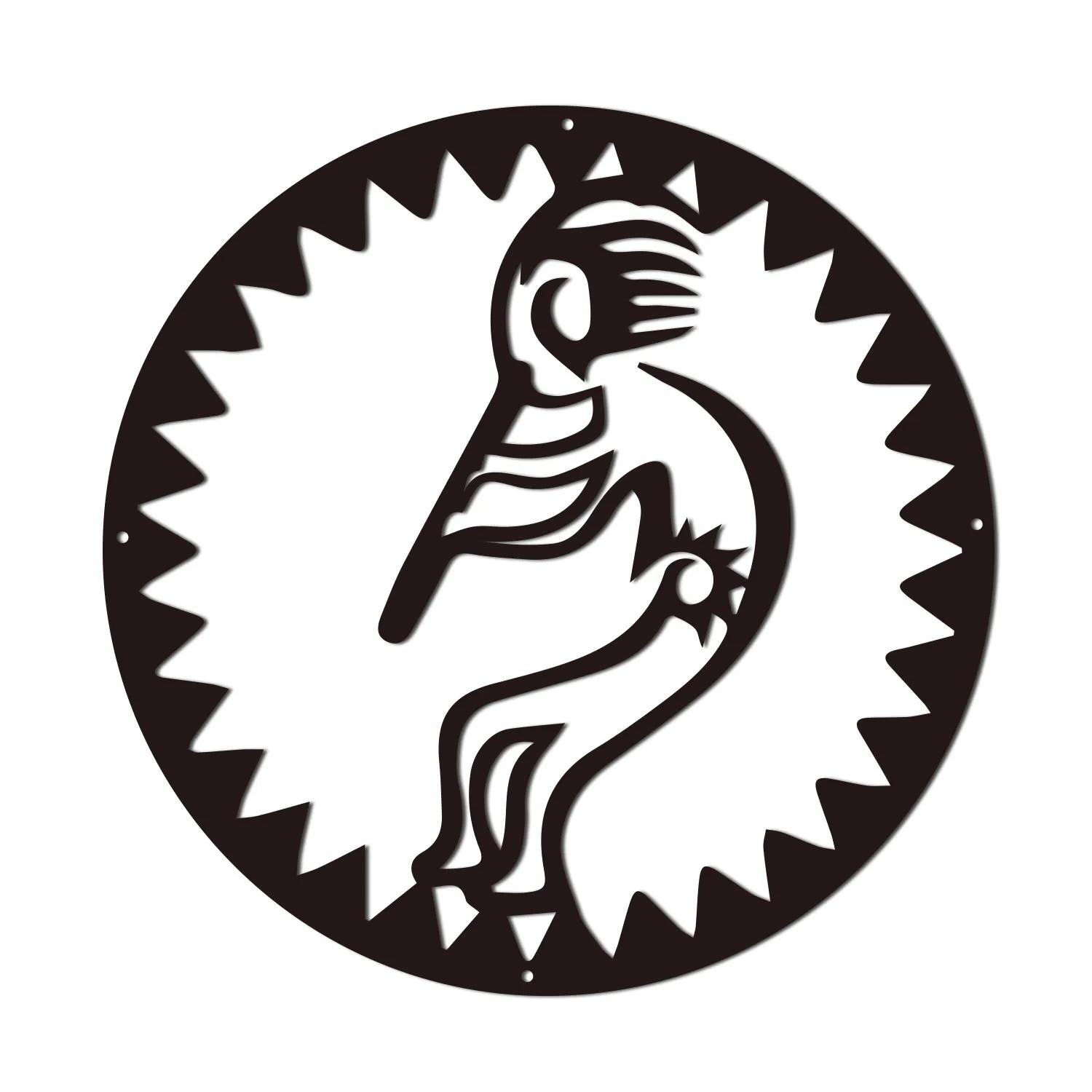 

Металлическое настенное искусство Kokopelli Design Декор в стиле индейской культуры Геометрические настенные украшения Стильное украшение для дома из металла чёрный