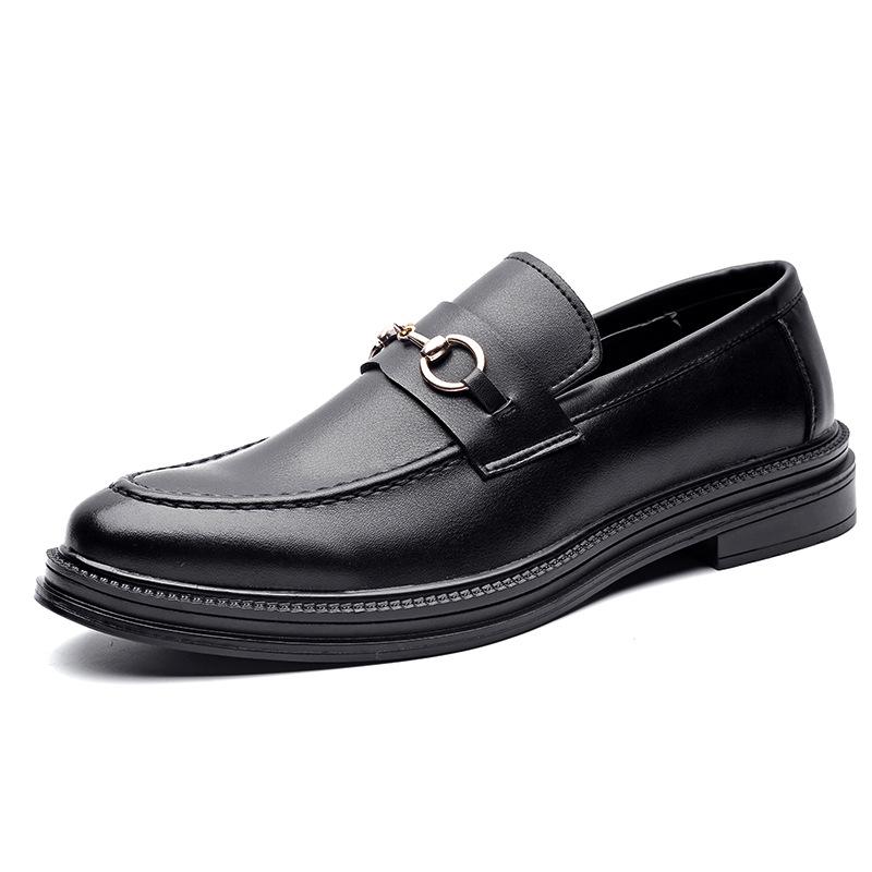 

Весенние мужские повседневные кожаные туфли в британском стиле Doudou shoes lazy one pedal black trendy shoes 85136-J 44 чёрный